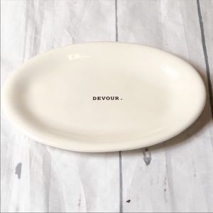 Rae Dunn typewriter DEVOUR Oval Plate